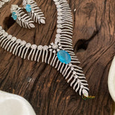 Light Blue Bridal American Diamond Short Neckpiece -G10809